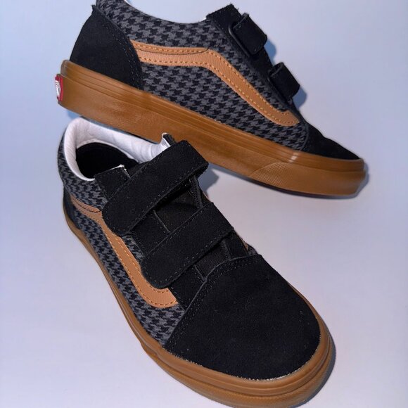 Vans Kids Old Skool V Shoe Houndstooth Black/Gum Size US Kids 2.0 - Picture 1 of 8